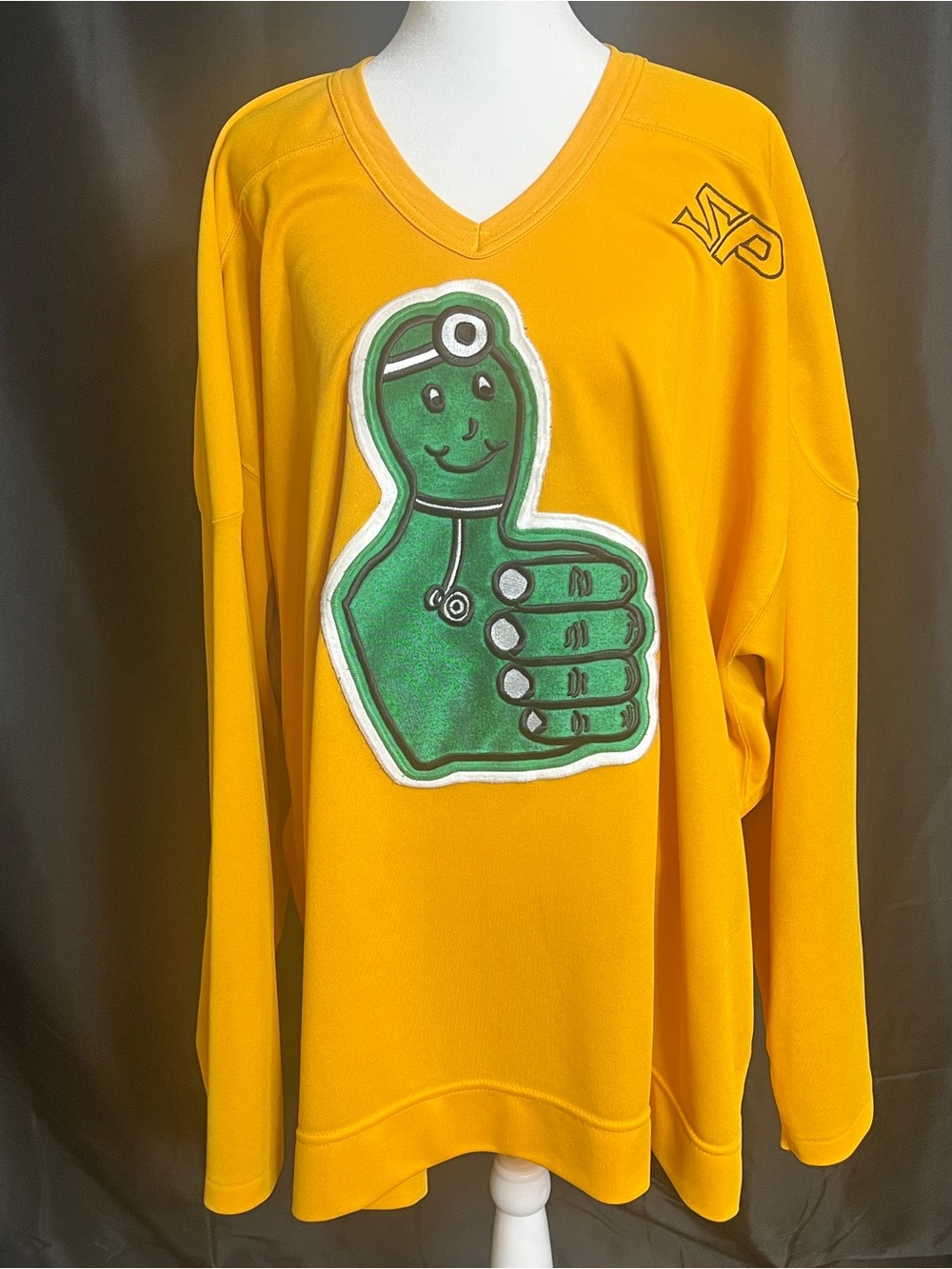 SP Yellow Hockey Jersey Dr Green Thumb Patch with Number 5 patch on Back 3XL